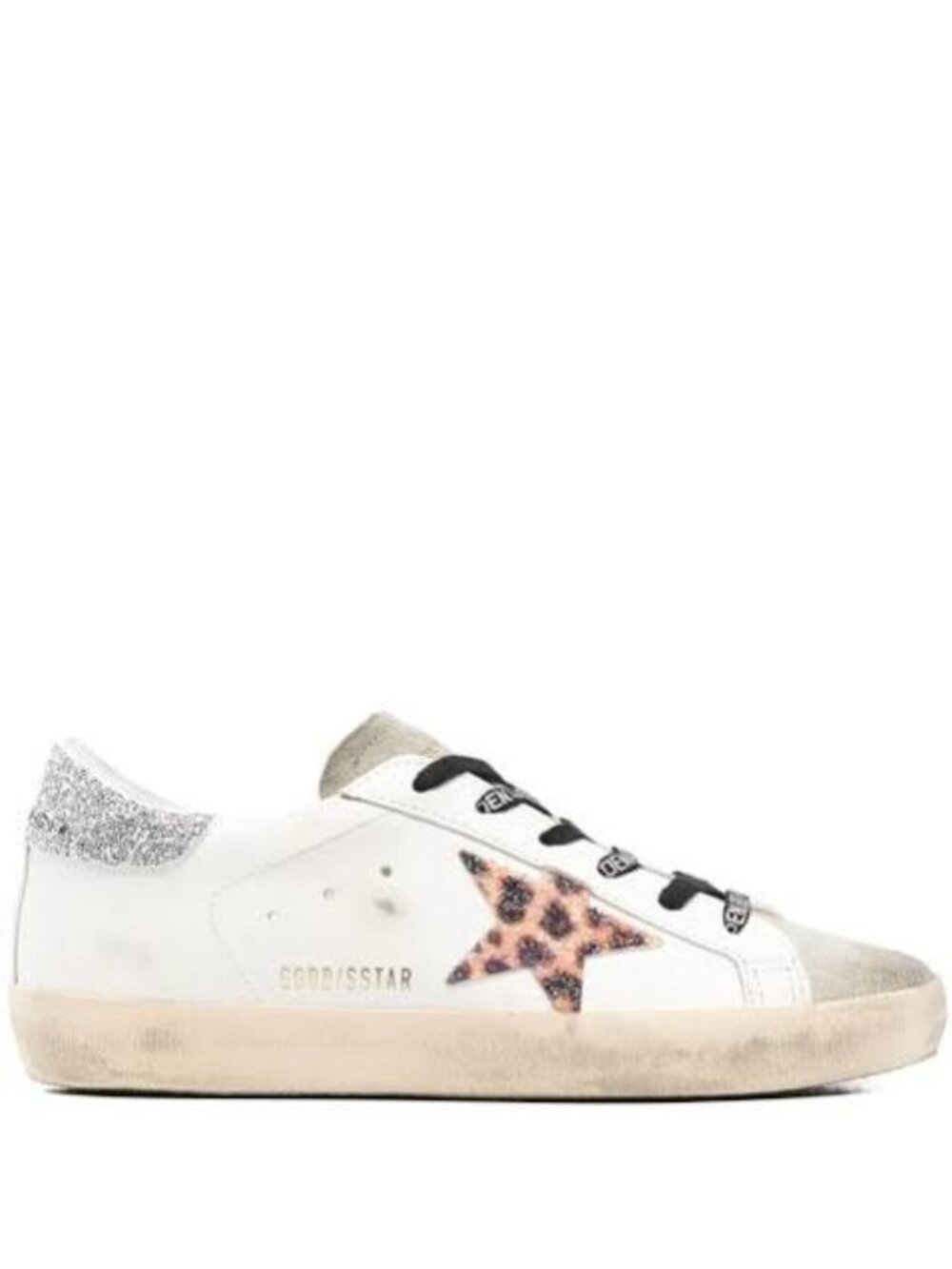 Golden Goose White Low-Top Sneakers with Leopard Star